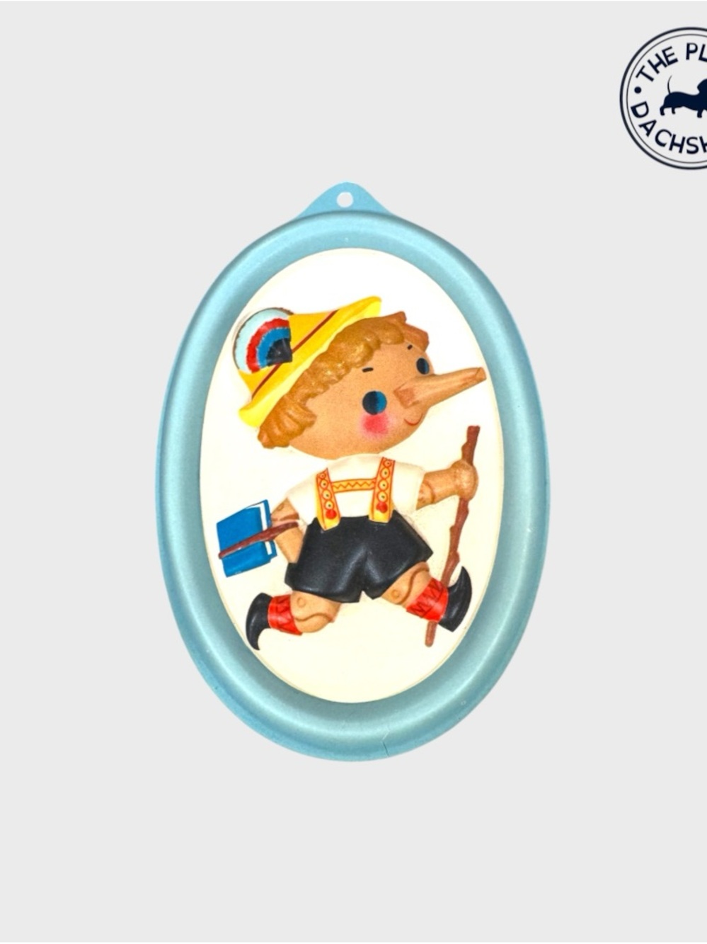 Vintage Mary Blair Blue Oval Pinocchio Wall Plaque